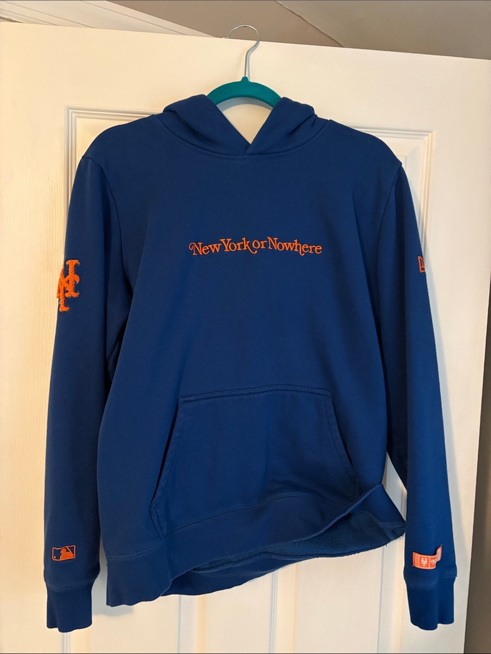 New York or Nowhere METS Men's Hoodie - Blue with Orange Logo